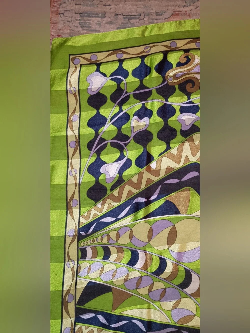 Vintage Green Patterned Decorative Silk Scarf - Versatile Home Accent